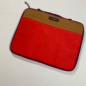 Vera Bradley Laptop Sleeve Case With Handles Red & Tan Exterior Bird Print Inter